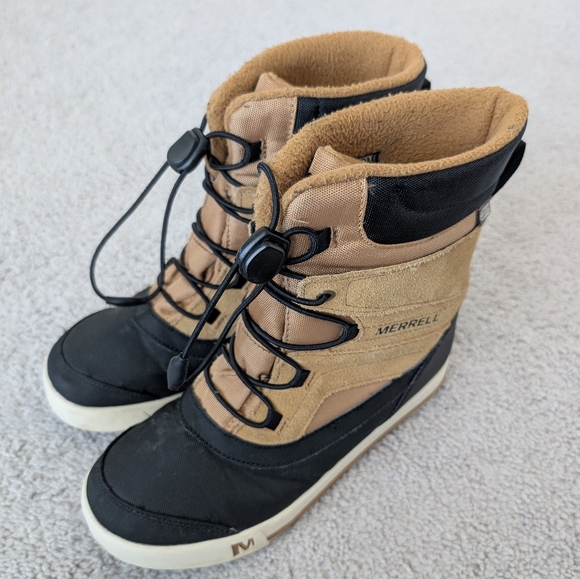 Merrell Boy Size 5 Snowbank 2.0 Winter Boots Waterproof Suede Drawstring Outdoor - Picture 1 of 10